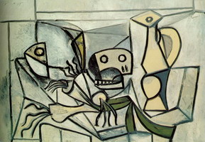 Pablo Picasso. Leeks, fish head skull and pitcher
