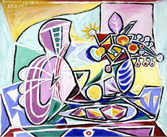 Pablo Picasso. Mandolin and vase of flowers [Still Life]