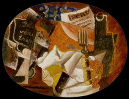 Pablo Picasso. Knife, fork, menu, bottled ham