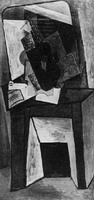 Pablo Picasso. Guitar and partition on a chimney, 1916