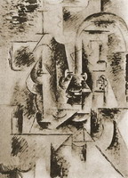 Pablo Picasso. Man head with pipe, 1911