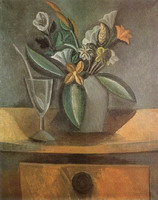 Vase of Flowers, wine glass and spoon