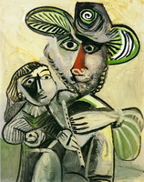 Pablo Picasso. Man with flute and child (Attribution)