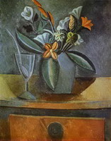 Flowers in a Grey Jug and Wine-Glass with Spoon