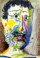 Pablo Picasso. Head of a bearded man with cigarette II