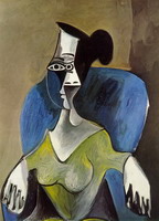 Pablo Picasso. Woman sitting in a blue armchair