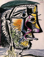 Pablo Picasso. Head of a bearded man with cigarette
