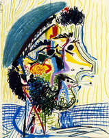 Pablo Picasso. Head of a bearded man with cigarette 1