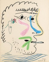Pablo Picasso. Head of man with cigarette